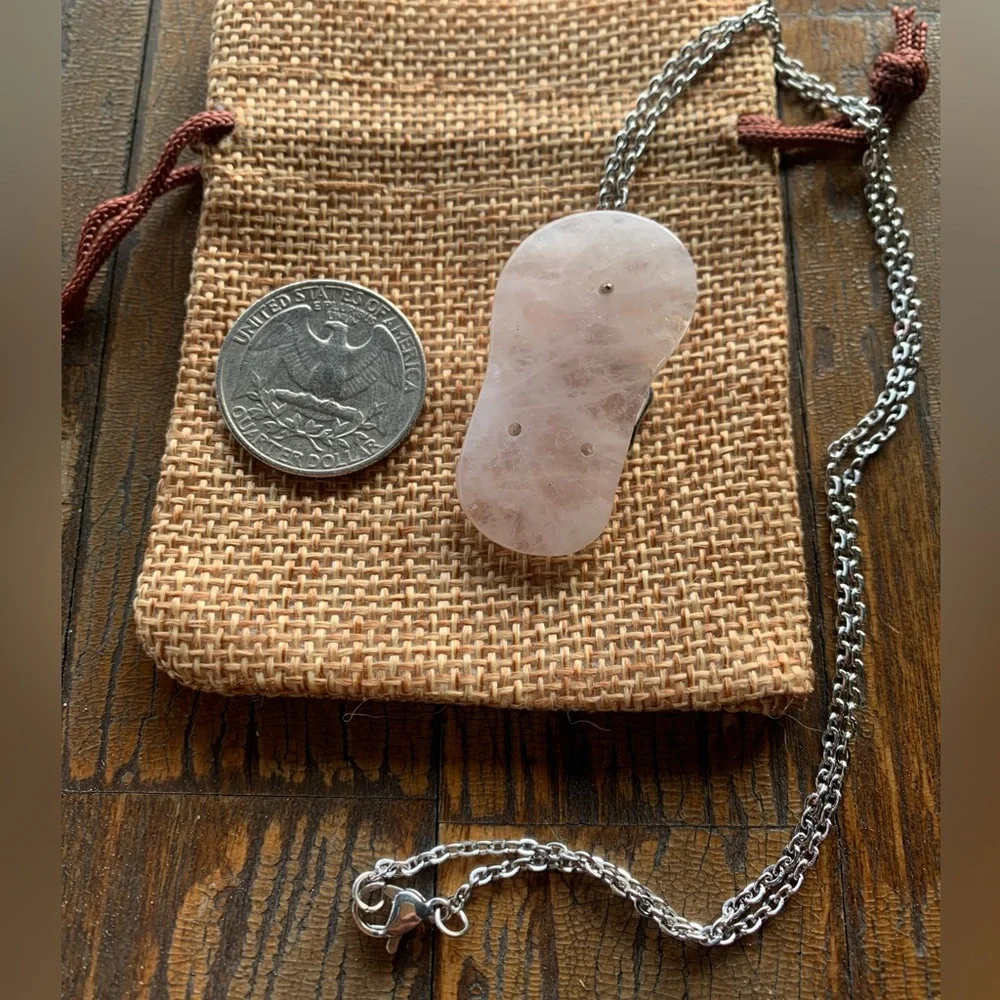 Rose Quartz Necklace Cute Rose Quartz Pendant Genuine Rose Quartz Pendant